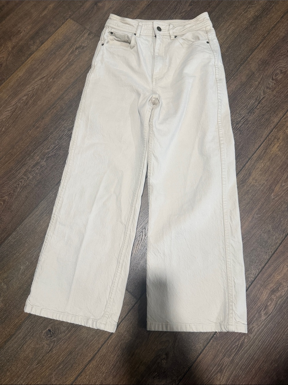 Sézane Denim Wide-Leg Le Crop Cream Ecru Jeans size 36 (4)